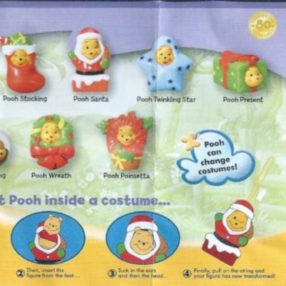 Winnie The Pooh Peek-a-Pooh Christmas #10 Pooh Poinsetta Tomy Yujin Disney - Picture 4 of 4